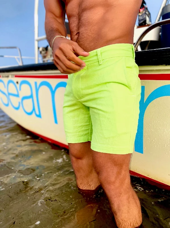 light lime linen short