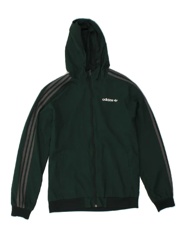 ADIDAS Mens Hooded Reversible Jacket UK 36 Small Green Polyester