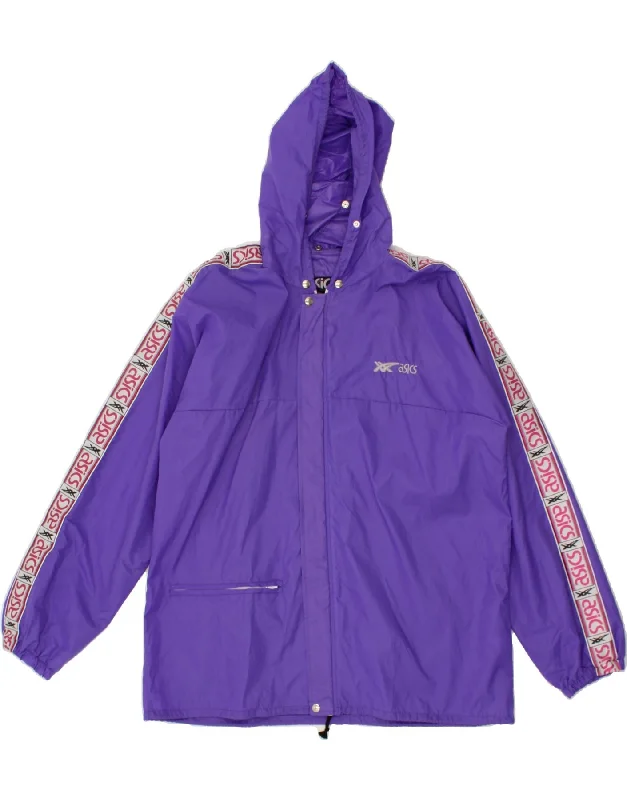 ASICS Mens Graphic Hooded Rain Jacket UK 42 XL Purple Nylon