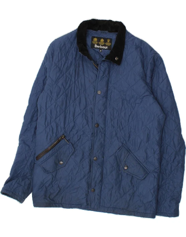 BARBOUR Mens Quilted Jacket UK 34 XS Navy Blue Polyester