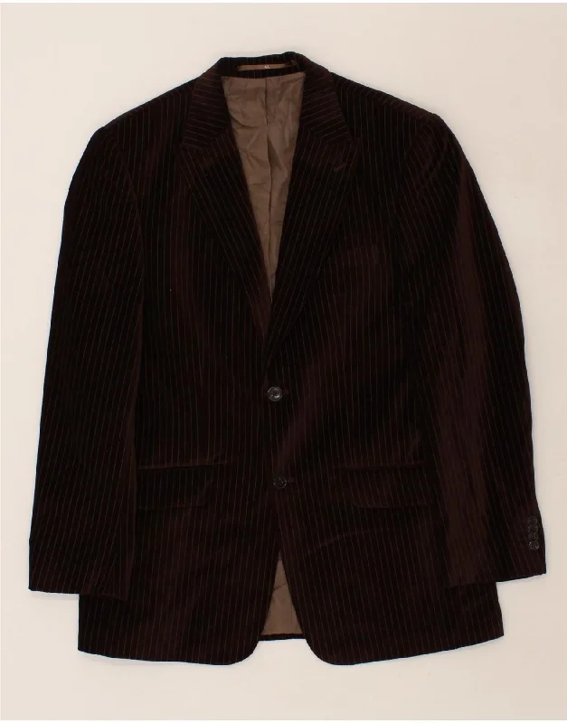 BIAGGINI Mens 2 Button Blazer Jacket IT 48 Medium Brown Striped Cotton