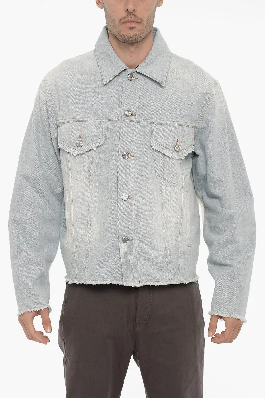 Bluemarble Two-Tone Denim Jacket with Frayed Hem