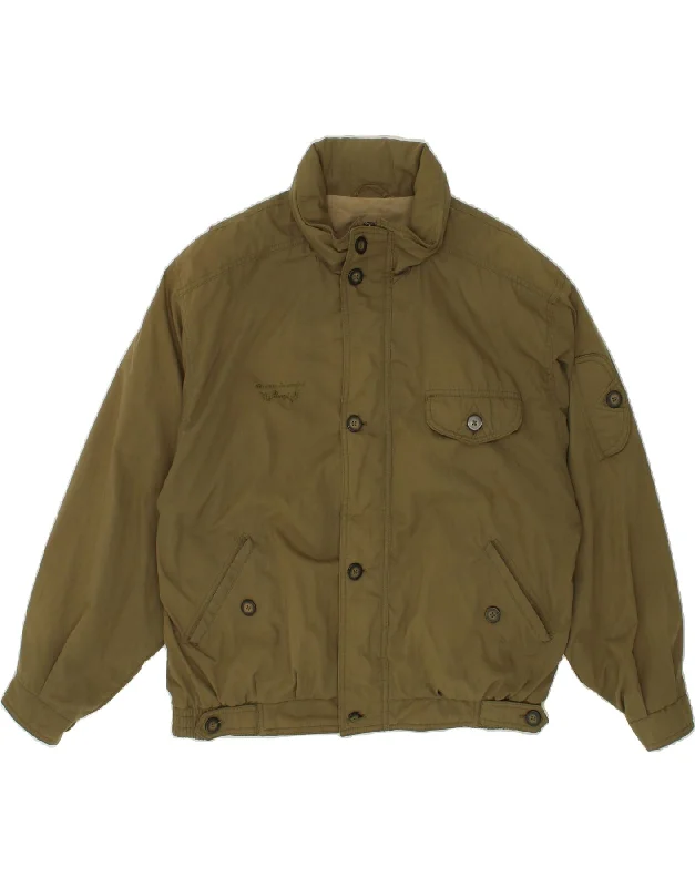 BRUGI Mens Bomber Jacket UK 40 Large Khaki Cotton