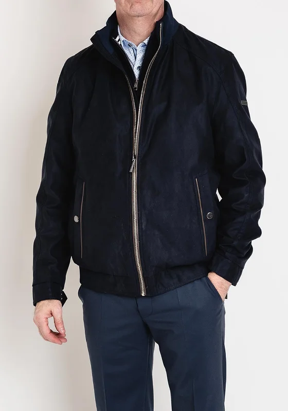 Bugatti Premium Suede Bomber Jacket, Navy