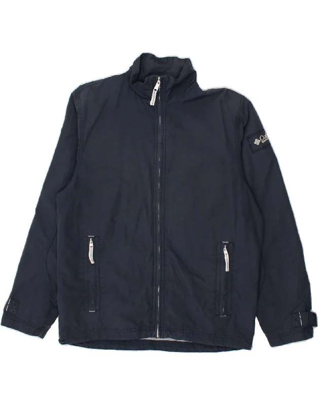 COLUMBIA Mens Rain Jacket UK 36 Small Navy Blue Nylon