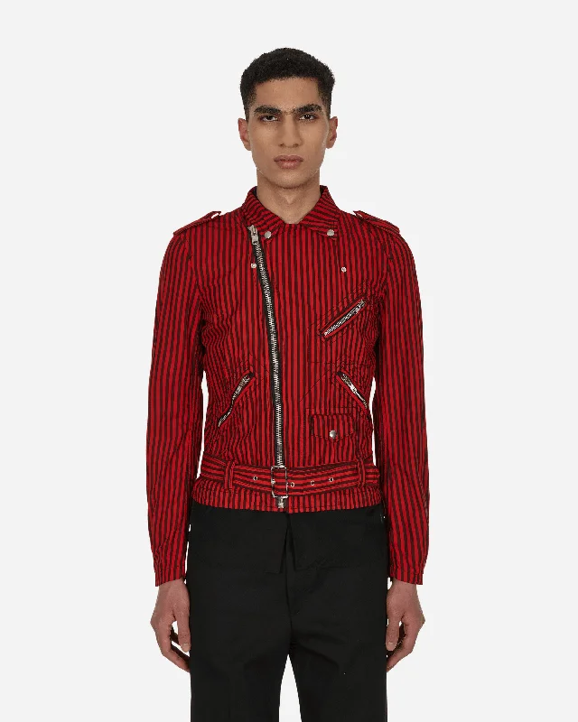 Stripe Biker Jacket Red