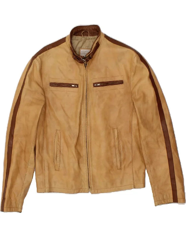 CONBIPEL Mens Leather Jacket IT 48 Medium Brown Leather