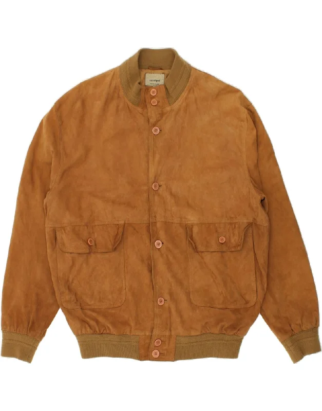 CONBIPEL Mens Suede Bomber Jacket IT 56 3XL Brown Leather