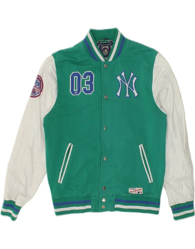 COOPERS TOWN Mens Graphic Varsity Jacket UK 38 Medium Green Colourblock