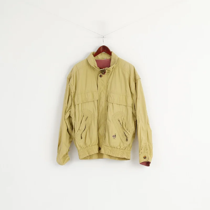 Bicyle Liberty Travel Way Men M Jacket Mustard Bomber Full Zipper Removable Sleeve Cotton Pocket Vintage