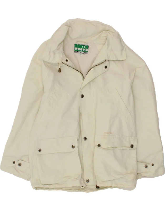 DIADORA Mens Utility Jacket UK 36 Small Off White Cotton