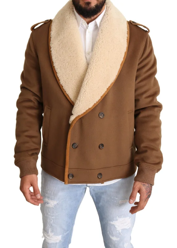 Dolce & Gabbana Elegant Double Breasted Shearling Men's Jacket