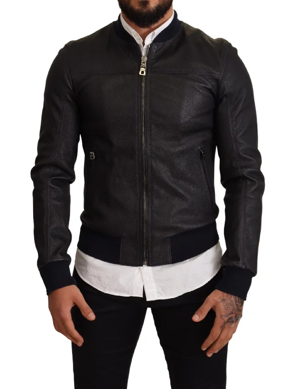 Dolce & Gabbana Elegant Leather Bomber Jacket in  Men's