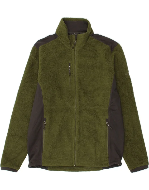 EDDIE BAUER Mens Fleece Jacket UK 40 Large Green Colourblock Polyester