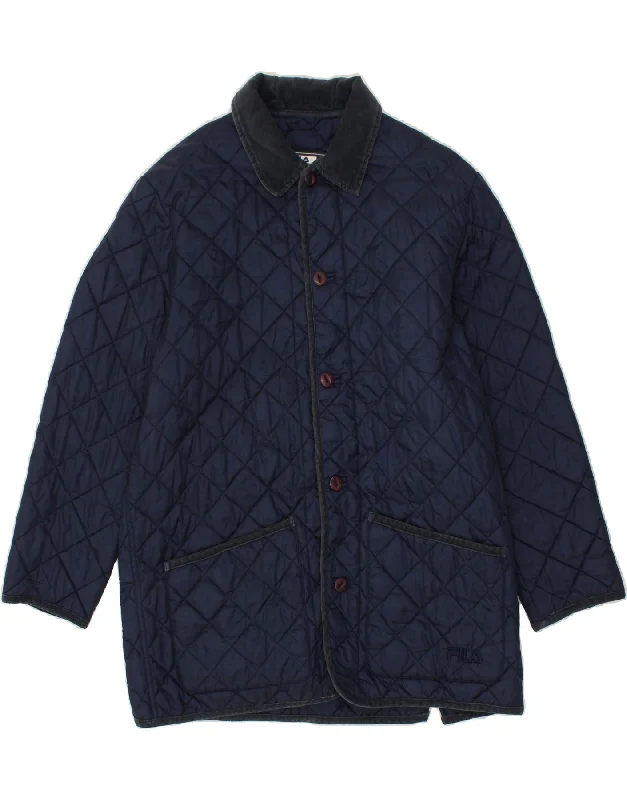 FILA Mens Quilted Jacket IT 48 Medium Navy Blue Polyamide