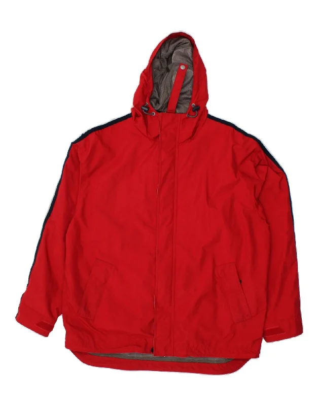 GAP Mens Hooded Rain Jacket UK 40 Large Red Colourblock Nylon