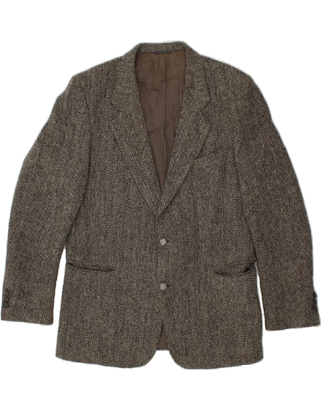 HARRIS TWEED Mens 2 Button Blazer Jacket UK 38 Medium Grey Wool