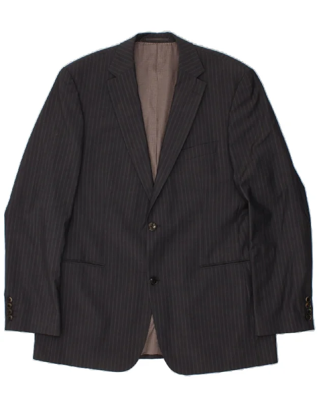 HUGO BOSS Mens 2 Button Blazer Jacket Size 106 2XL Grey Pinstripe