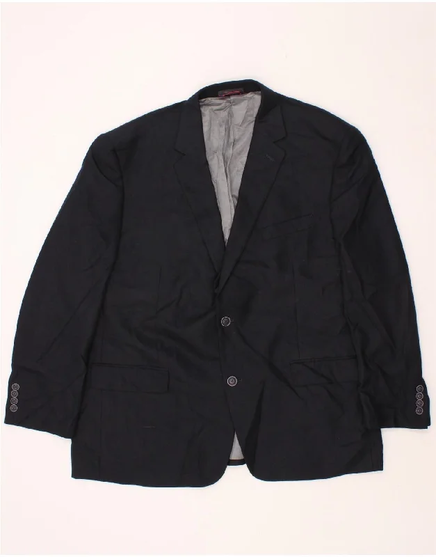 IZOD Mens 2 Button Blazer Jacket UK 48 2XL Navy Blue Polyester