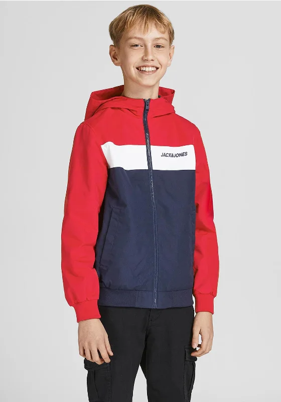 Jack & Jones Boy Rush Hooded Bomber Jacket, True Red