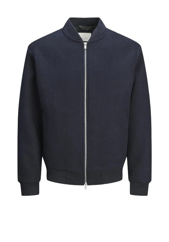 Jack & Jones Venice Wool Blend Bomber Jacket, Dark Navy