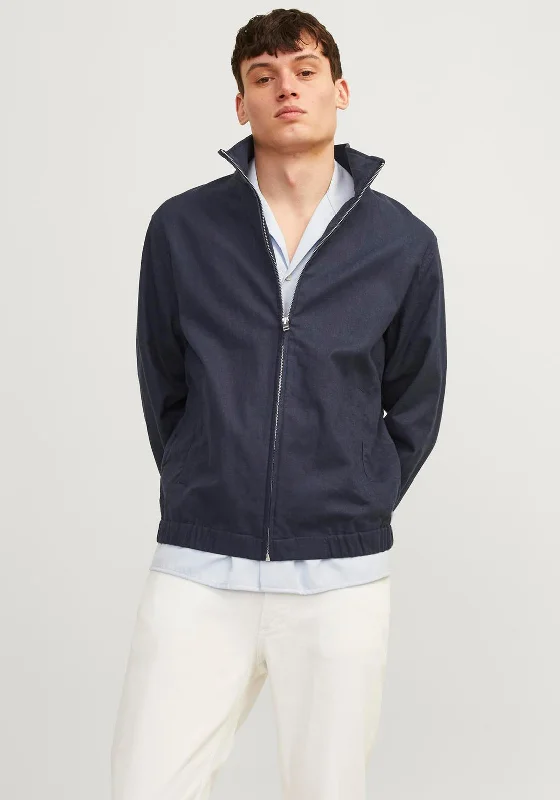 Jack & Jones Winston Linen Bomber Jacket, Dark Navy