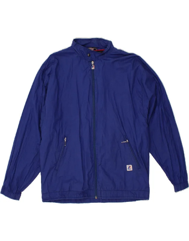 K-WAY Mens Bomber Jacket UK 38 Medium Blue Cotton