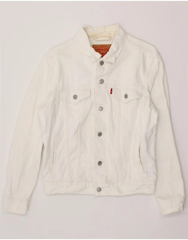 LEVI'S Mens Denim Jacket UK 36 Small White Cotton