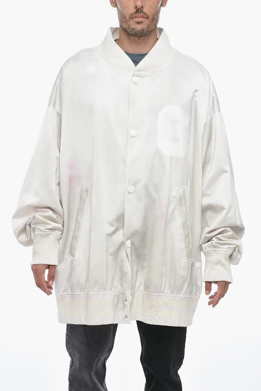 Maison Margiela MM6 Satin Oversized Bomber Jacket with Snap Buttons