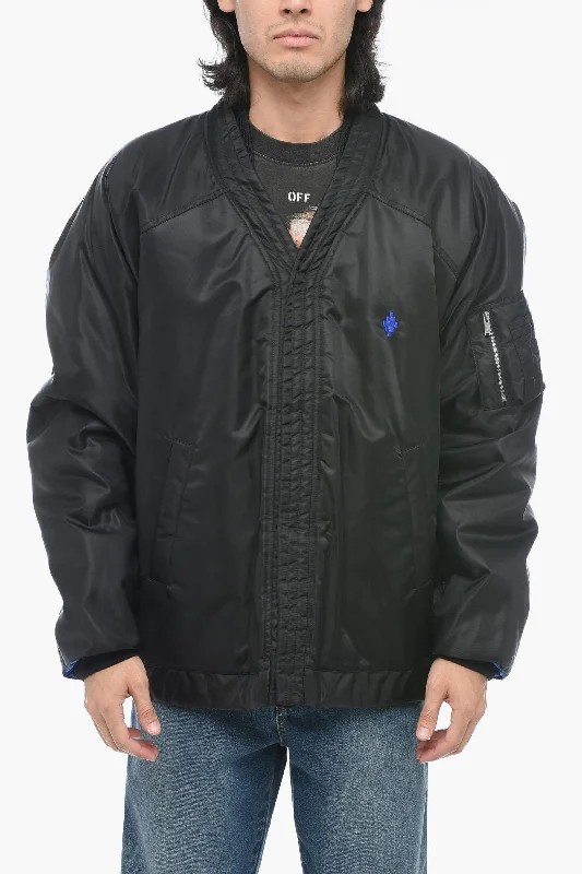 Marcelo Burlon Padded CROSS KIMONO Bomber Jacket with Snap Buttons