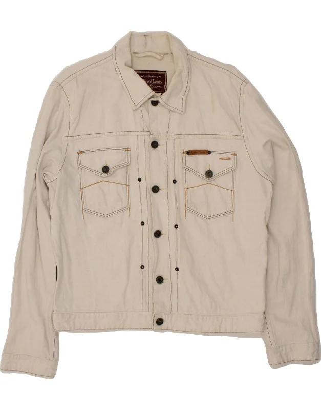 MARLBORO CLASSICS Mens Denim Jacket UK 40 Large White Cotton