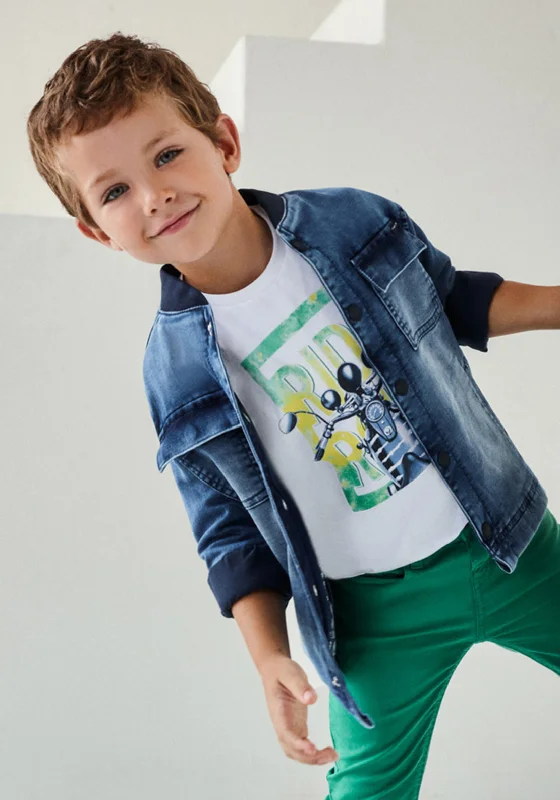 Mayoral Boy Soft Denim Jacket, Denim Blue