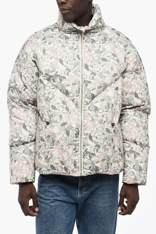 Mouty Paris Floral-Motif Down Jacket with Zip Closure