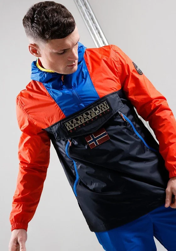 Napapijri Rainforest Windbreaker Jacket, Black & Orange Multi