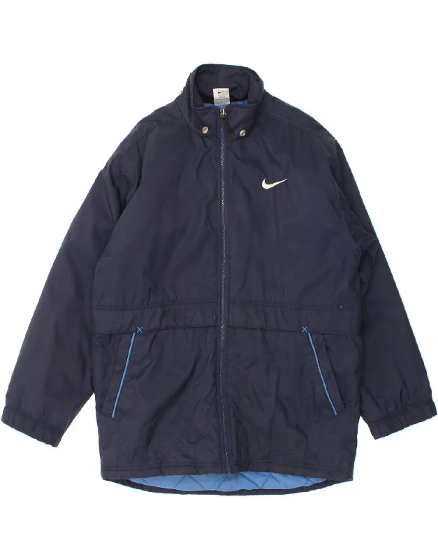 NIKE Mens Graphic Windbreaker Jacket UK 36/38 Small Navy Blue Nylon