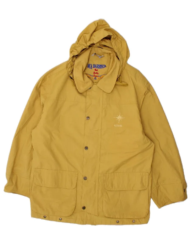 SEA BARRIER Mens Hooded Utility Jacket UK 38 Medium Yellow Polyester