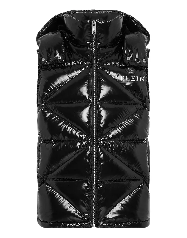 Sleeveless Quilted Down Jacket Hexagon