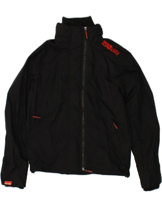 SUPERDRY Mens Windbreaker Jacket UK 38 Medium Black Nylon