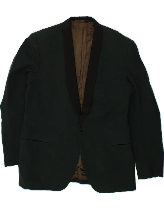 VINTAGE Mens 1 Button Blazer Jacket UK 38 Medium Green