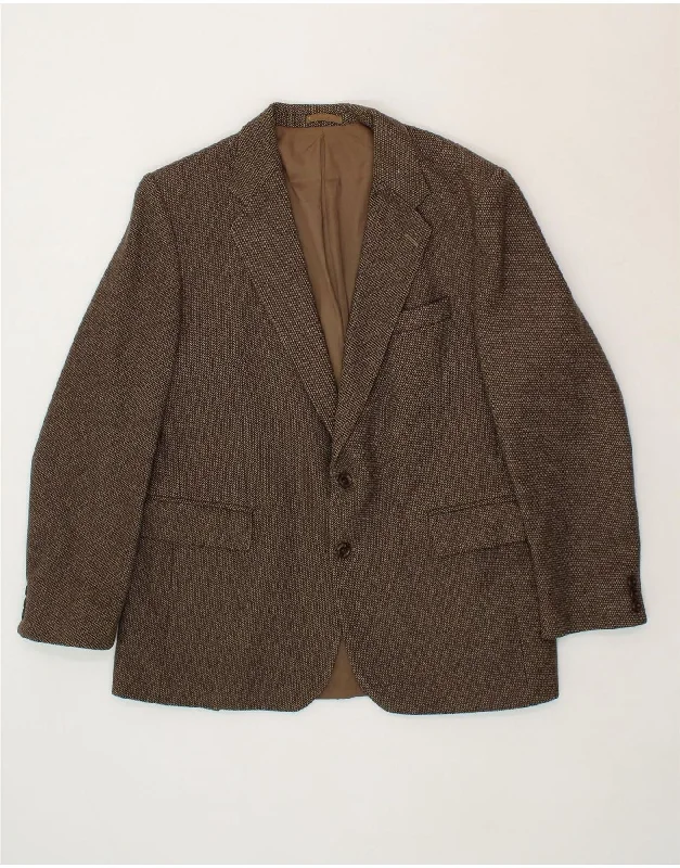 VINTAGE Mens 2 Button Blazer Jacket UK 38 Medium Brown Wool