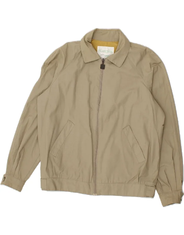 VINTAGE Mens Bomber Jacket UK 40 Large Beige Cotton