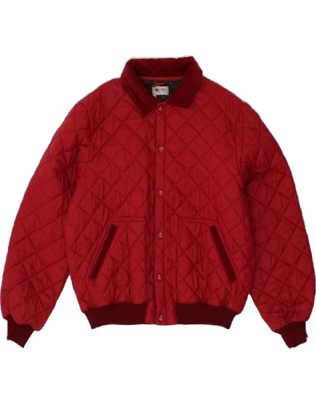 VINTAGE Mens Bomber Quilted Jacket UK 42 XL Red Colourblock