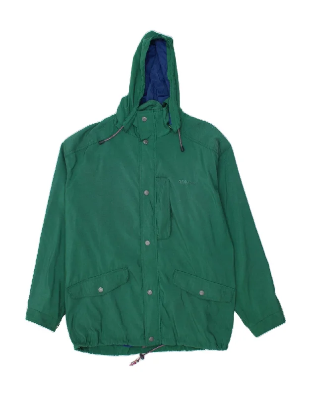 VINTAGE Mens Hooded Windbreaker Jacket UK 42 XL Green Polyamide