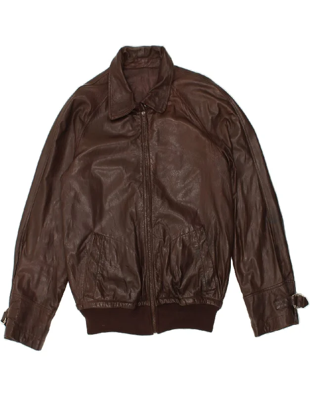 VINTAGE Mens Leather Jacket UK 38 Medium Brown