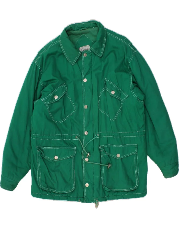 VINTAGE Mens Loose Fit Utility Jacket UK 38 Medium Green Cotton