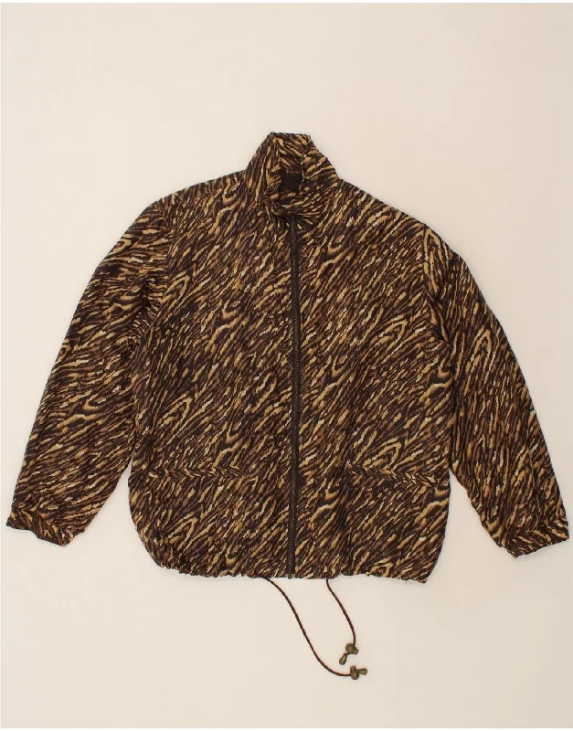 VINTAGE Mens Windbreaker Jacket UK 38 Medium Brown Animal Print Cotton