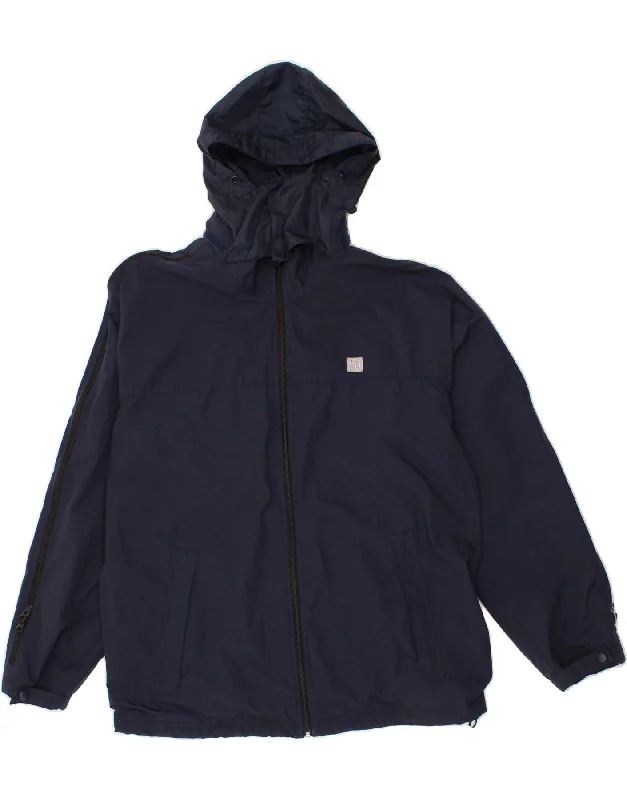 WILSON Mens Hooded Rain Jacket UK 40 Large Navy Blue Nylon