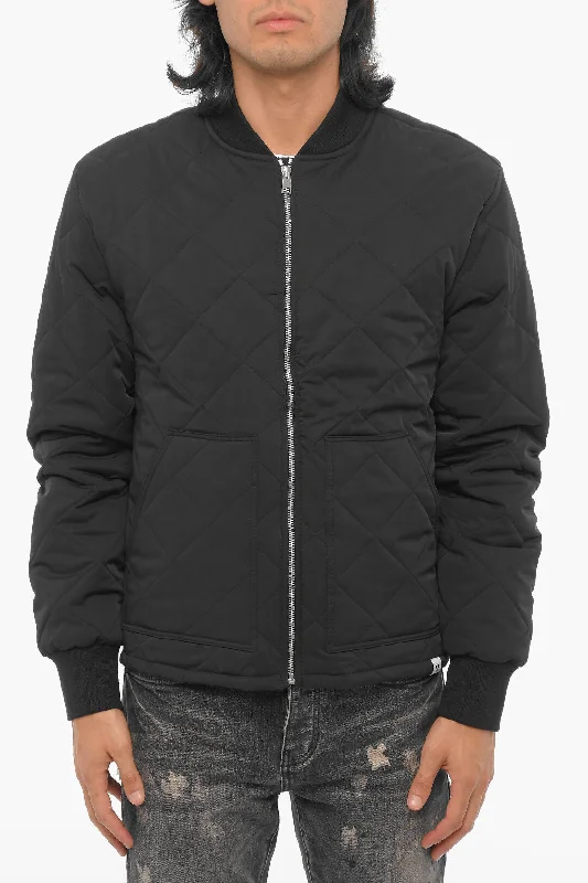 Woc Solid Color Quilted Bomber Jacket