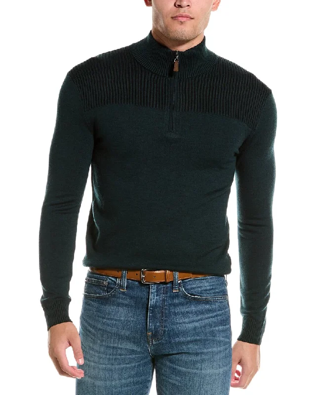 Bruno Magli Plaited Wool 1/4-Zip Sweater