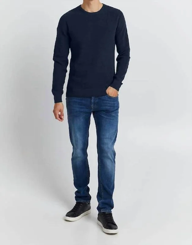 Codford Cotton Crewneck Sweater In Dress Blues